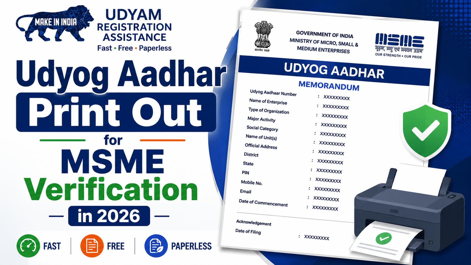 Udyog Aadhar Print Out & MSME Udyog Aadhaar Certificate Print Online Guide